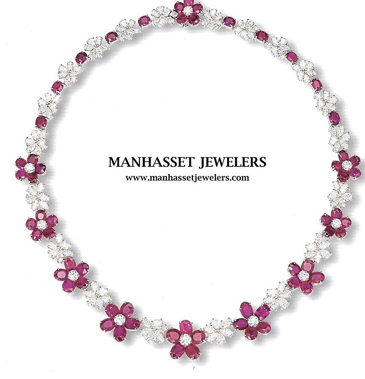 Beautiful platinum diamond and ruby choker necklace